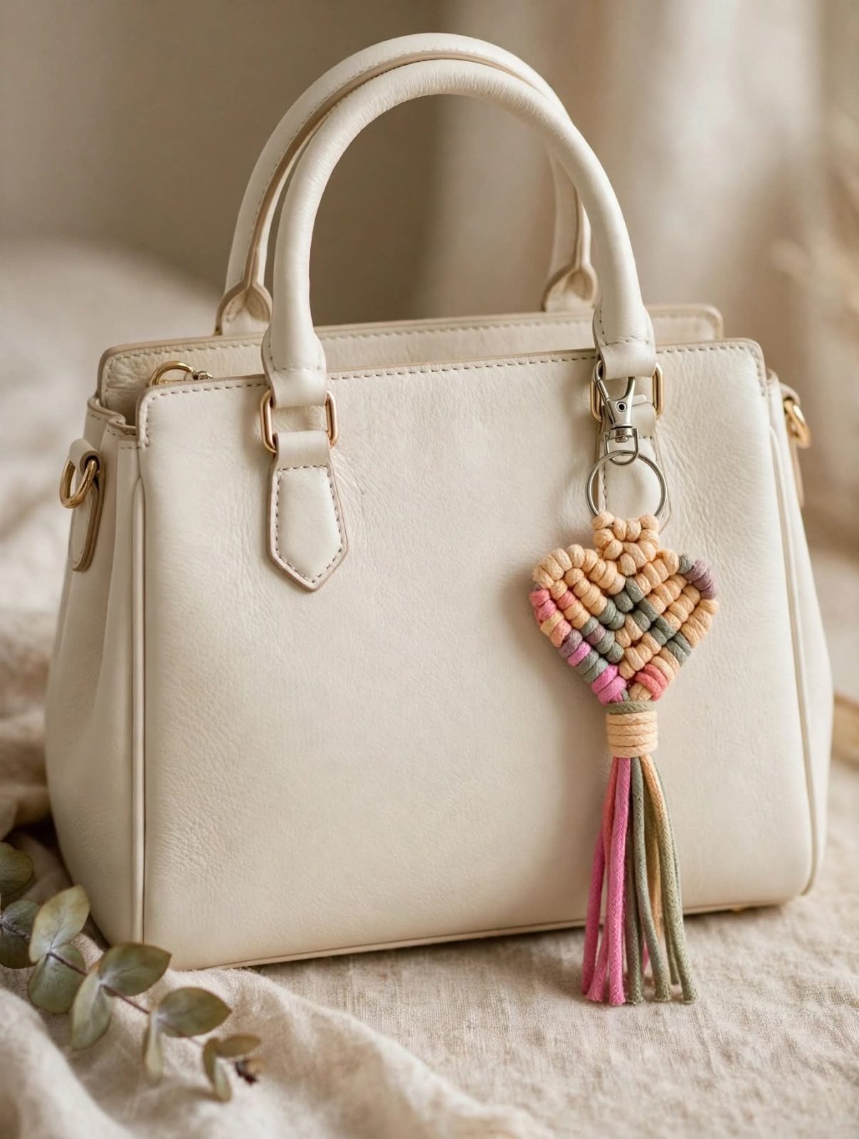 Macrame Heart Key Chain