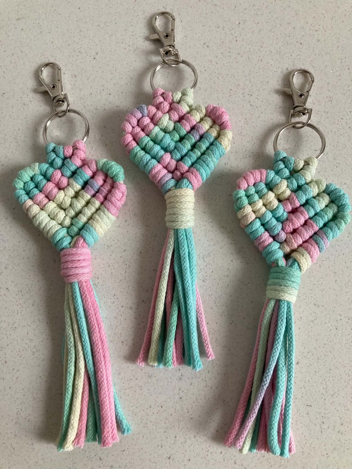 Macrame Heart Key Chain